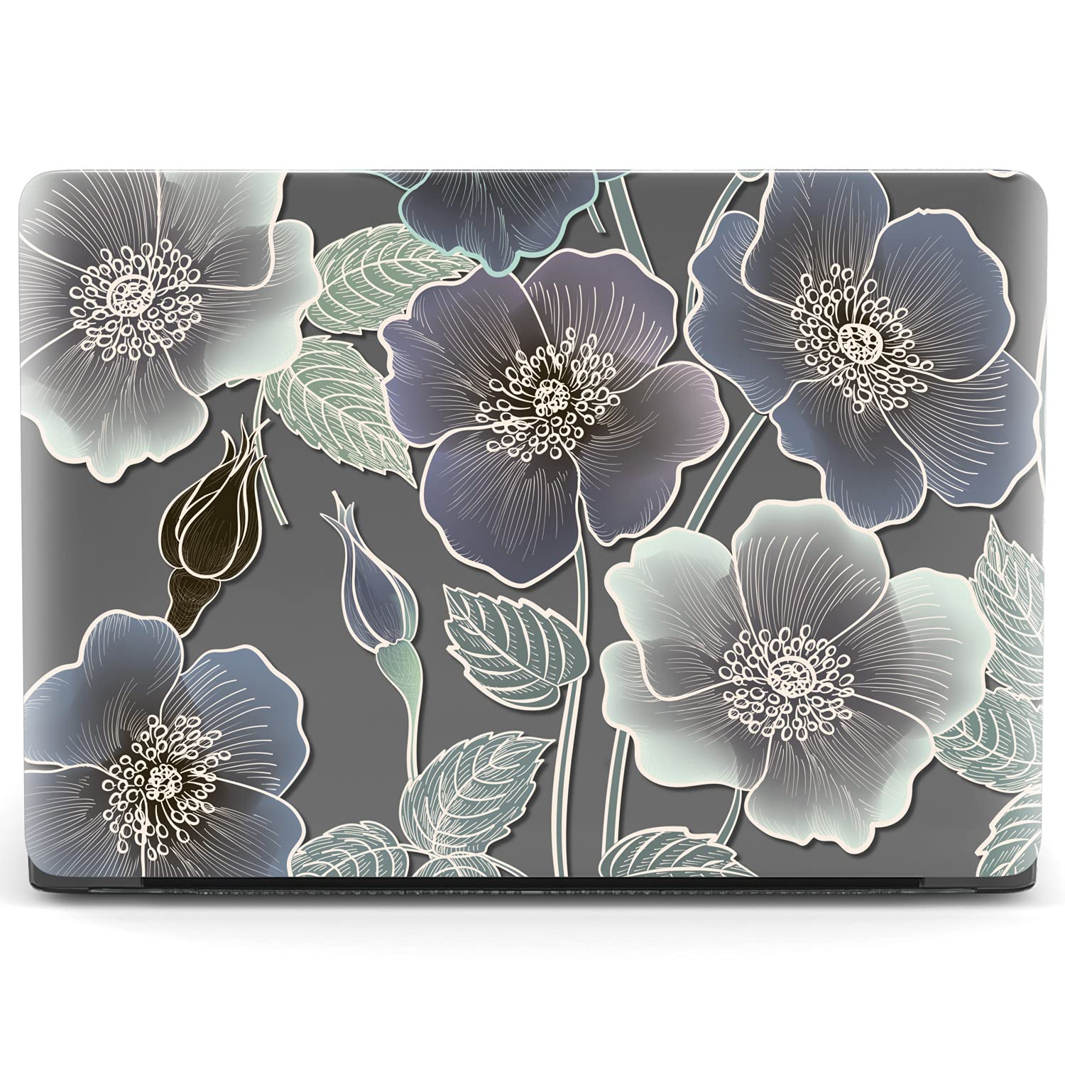 Mertak Hard Case Compatible with MacBook Pro 16 14 Air 15 13 inch M3 M2 M1 Mac 2024 2023 2022 2018 Flowers Floral Aesthetic Clear Roses Laptop Print