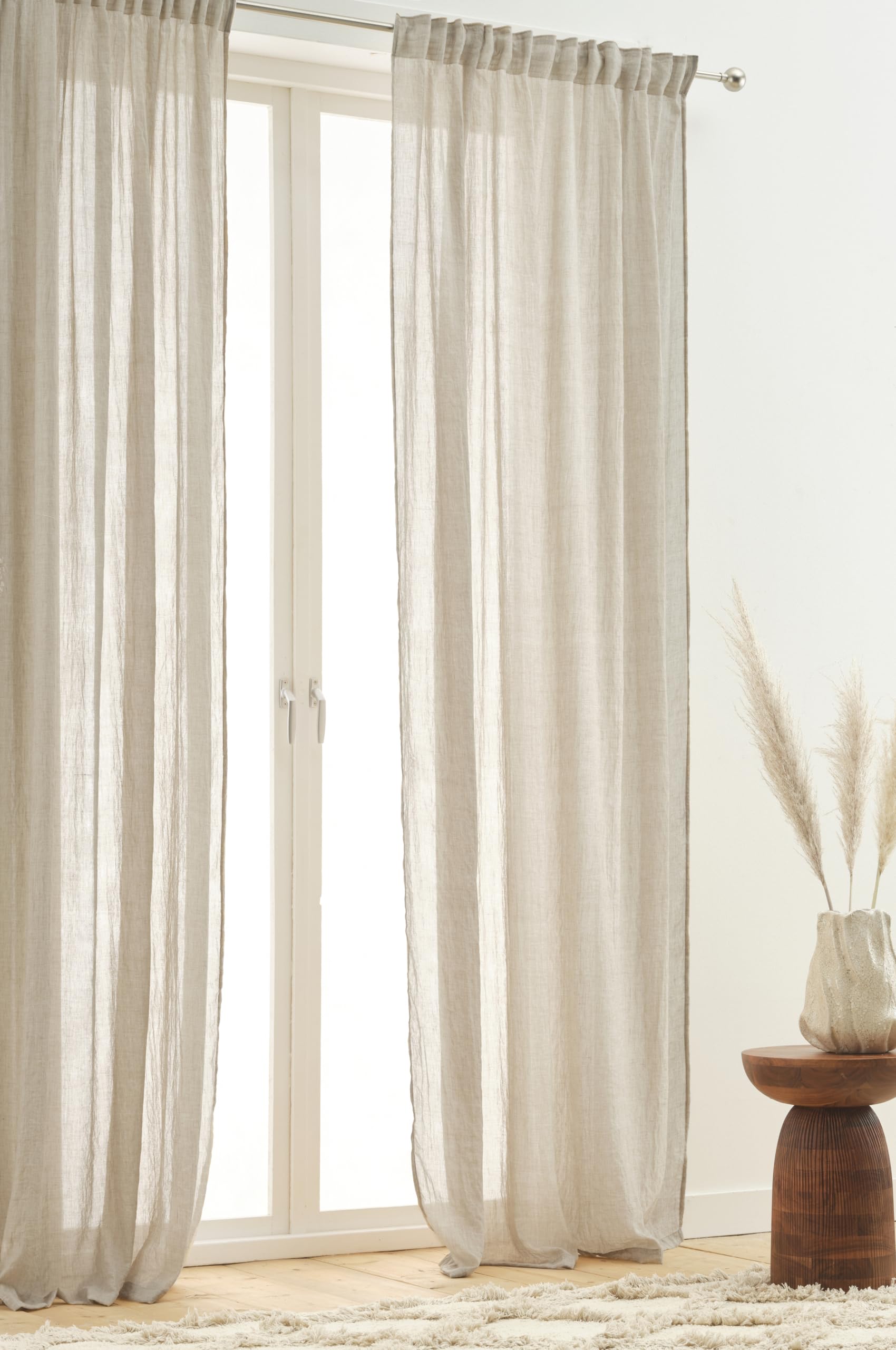 JOTEX Multifunktionsgardine Layer 2er Set, Polyester-Baumwoll -Mischung, Oeko-TEX® Standard 100 Zertifiziert, bessere Baumwolle - Greige, 140 x 250 cm, Grau