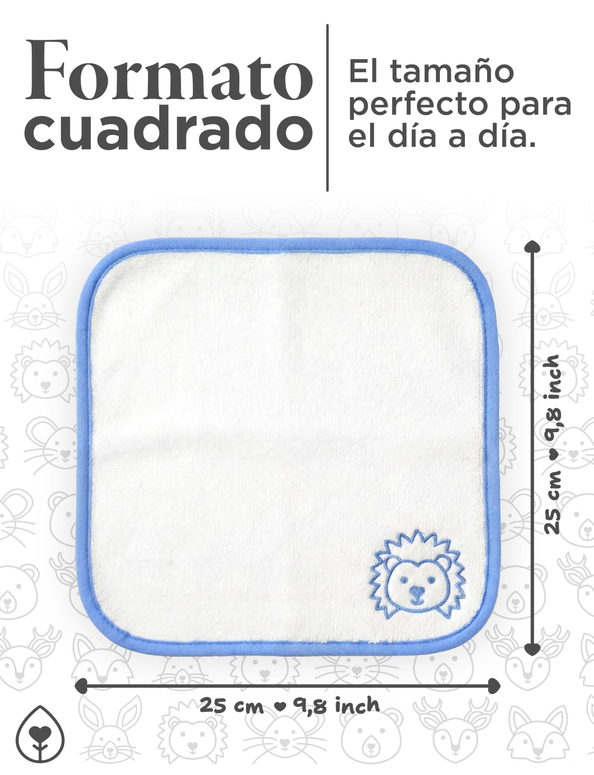 Bade-Set Baby Bambus: 6er-Pack Gesichtshandtücher 25x25cm + Kapuzenhandtuch Blau Hündchen 89x89cm Neugeborenes Hypoallergen Antibakteriell Originelles Geschenk Baby Shower