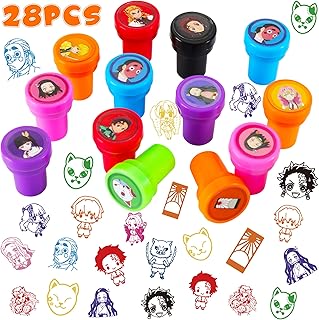Demon Anime Slayer Themed Party Stamps for Kids, 28Pcs Cartoon Self-Inking Stampers Birthday Party Supplies Favor Gifts for Boys Girls Treat Bag Goody Bag Stuffers for Classroom Rewards Prizes