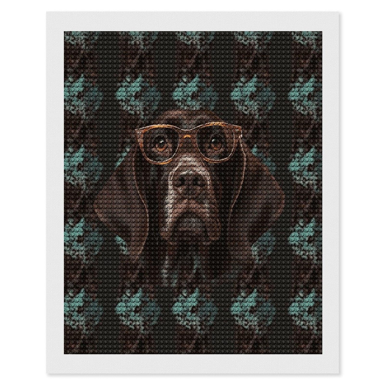 JTREHY German Shorthaired Pointer in Glasses Diamond Art Kits Personalized DIY Round Diamond Painting Kits for Beginner Full Drill Diamonds Dots Paintings for Adults Gem Art Crafts Home Decor
