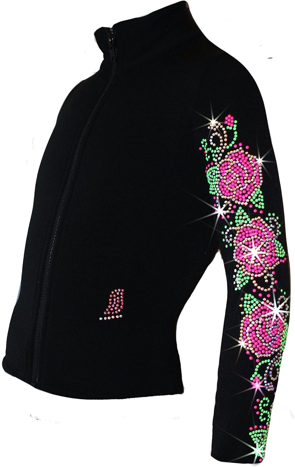 Ice Fire Figure Skating Jacket with Roses Swirls Design