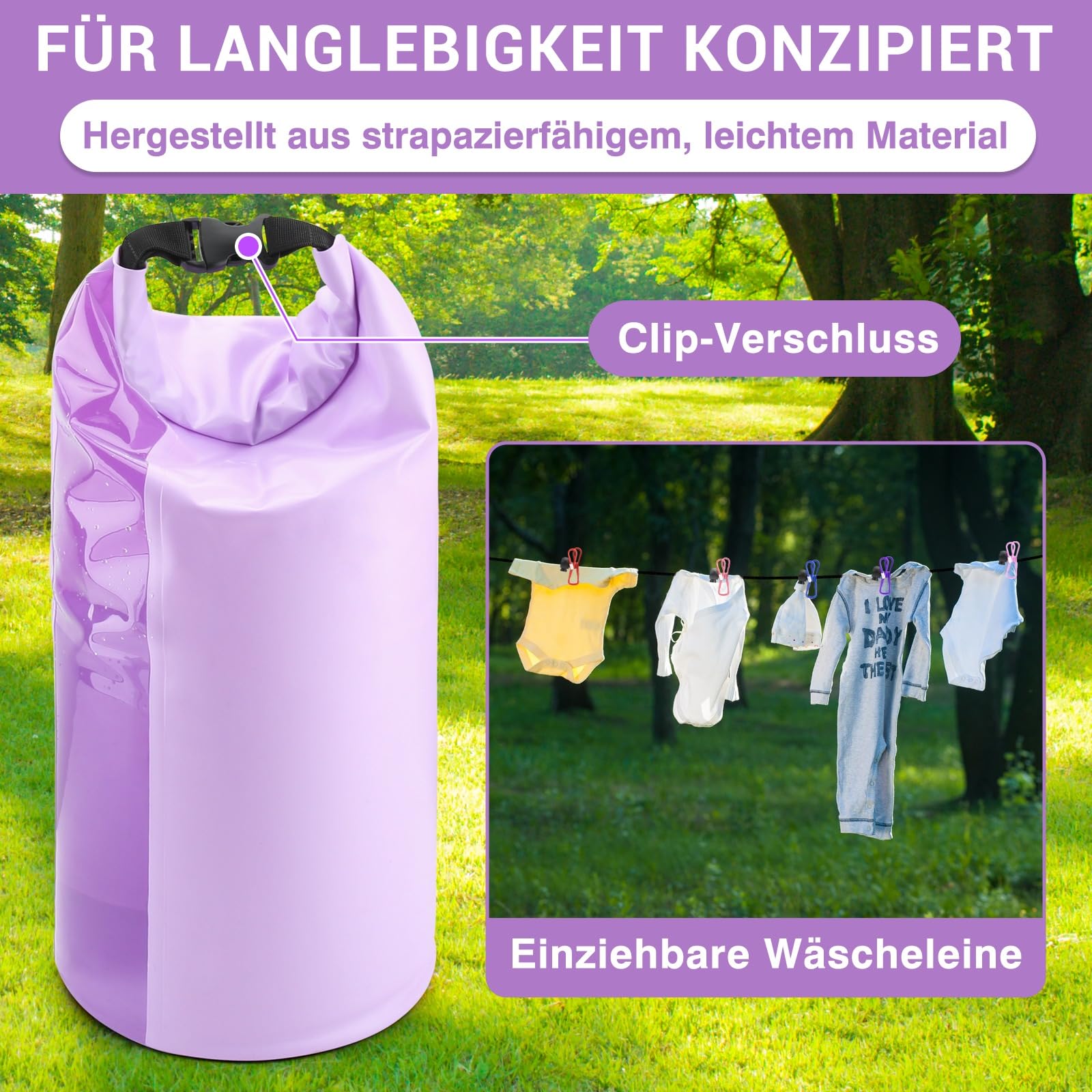 Wash Bag Camping & Einziehbare Wäscheleine - Langlebig Waschsack Camping, Wash Bag Travel, Wäschebeutel Camping - Tragbare Manuelle Waschmaschine