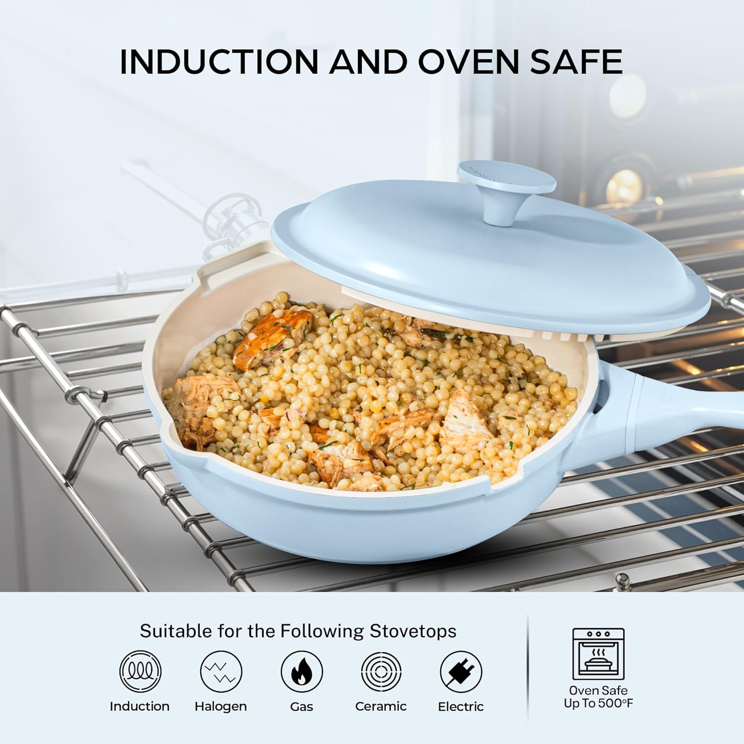 ZUKA 10 in 1 Ceramic Pan by Granitestone, Large 10 Inch Saute Pan with Lid Serves as Deep Frying Pan Set with Steamer, Everyday Skillet, Non Toxic Ceramic Nonstick, Induction Oven & Dishwasher Safe