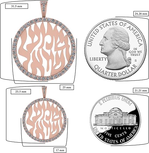 Miniatura 3 de Central Diamond Center Shema Israel - Collar con colgante de oración hebrea en plata de ley maciza