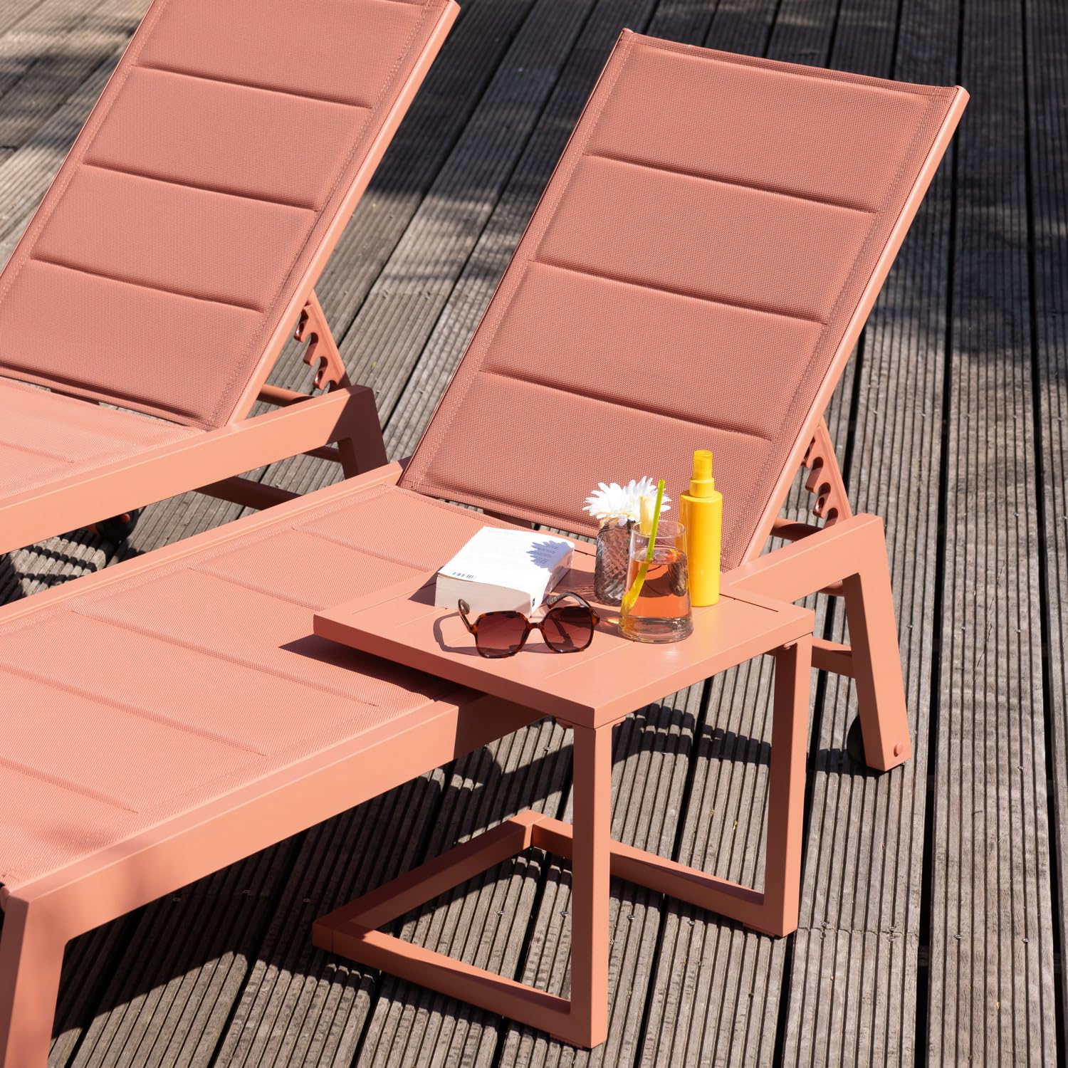 Table d'appoint carrée Barbados en Aluminium Terracotta