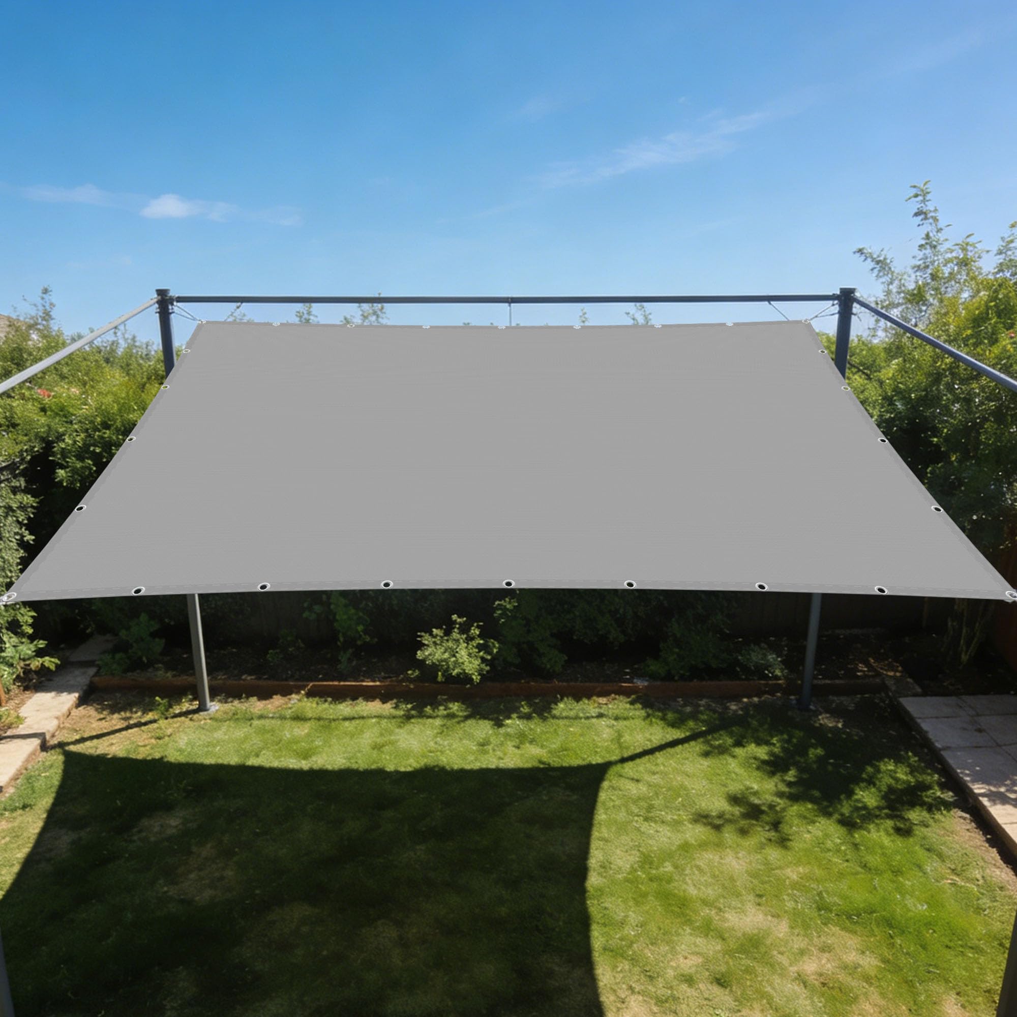 Voile d'ombrage toile rectangulaire gris clair 2x5m imperméable pour extérieur et terrasse