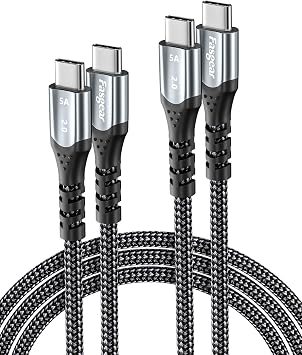 Fasgear 2 Pack 100W USB C to USB C Cable 3ft+6ft - 5A PD Fast Charging for iPhone 17 16 15 Cords Braided Type-C 2.0 Quick Charger for MacBook Pro, iPad Pro, Galaxy S21 S20, Pixel 5