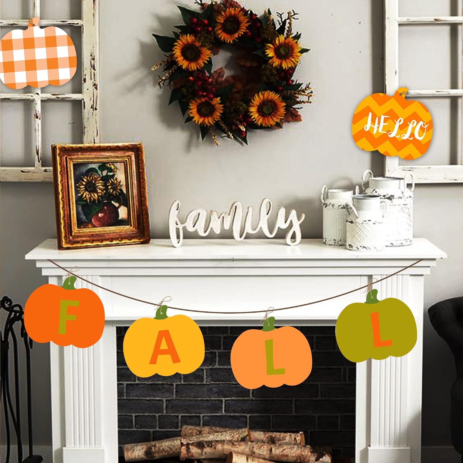 50 PCS Pumpkin Wood Cutouts Unfinished Fall Wooden Cutouts Blank Pumpkin Wood Ornaments Fall Hanging Wooden Slices with Hole Hemp Rope for Thanksgiving Halloween Autumn Harvest DIY Crafts