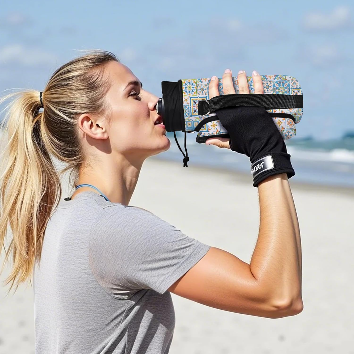 icolor Water Bottle Carrier Bag with Strap 25/32/40 oz Crossbody Bottle Holder with Phone Pocket Sling Sleeve Insulated Neoprene Water Bottle Pouch for Walking Travelling - Image 4