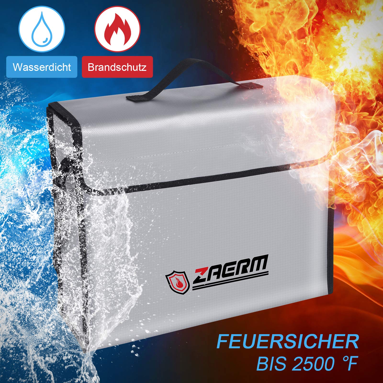 Cassaforte Ignifuga E Impermeabile ZAERM - 39x13x31 Cm, Per Documenti A4 E Valori - Foto 9