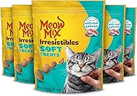 Meow Mix Irresistibles Soft Cat Treats with Real Salmon, 3oz Pouches Pack of 5 - Moist Training Rewards