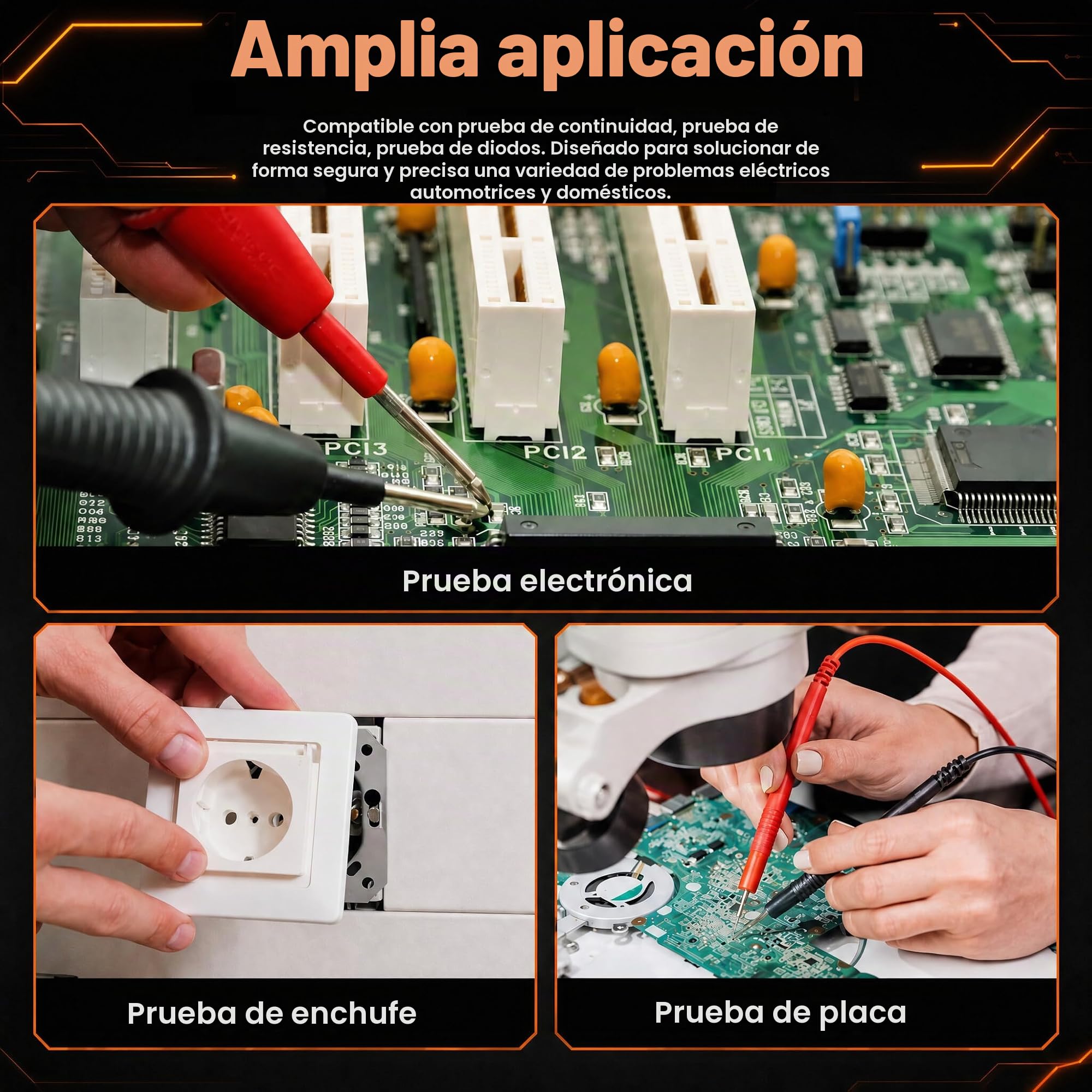 AN8008 Multímetro digital True Tensión CA Voltaje CC Amperímetro Corriente Ohm Medidor Probador Diodos Transistores Temperatura Rojo
