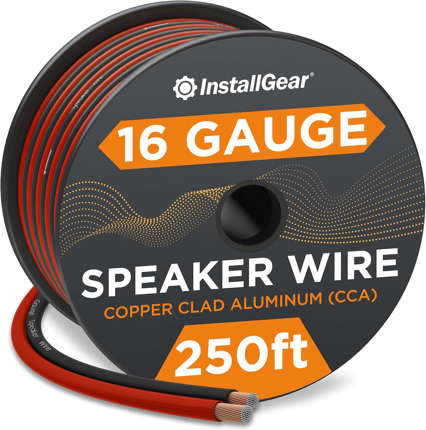 InstallGear 16 Gauge 250ft Speaker Wire - Oxygen-Free Copper Wire for Car Audio, Home Theater, Stereo, and Surround Sound Systems - Durable and Easy to Install - Red, Black
