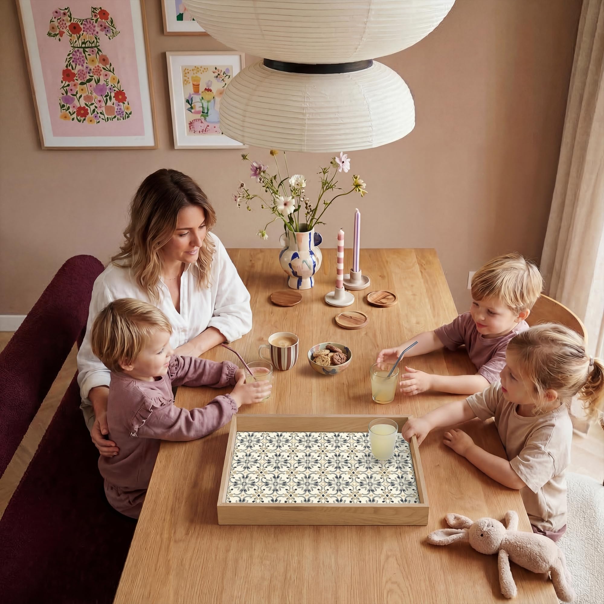 Plateau Plateaux Service Repas Bois Decoratif Table Résistant Aux