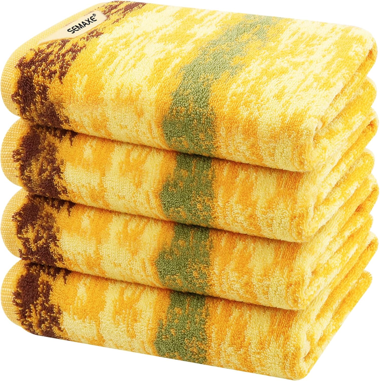 SEMAXE Hand Towels for Bathroom, 100% Cotton Towels with Hanging Loops, Soft and Absorbent, 4 Pack Hand Towel Set for Gym, Shower, Hotel, Spa and Kitchen, Colorful Towel - Wheat Field Collection