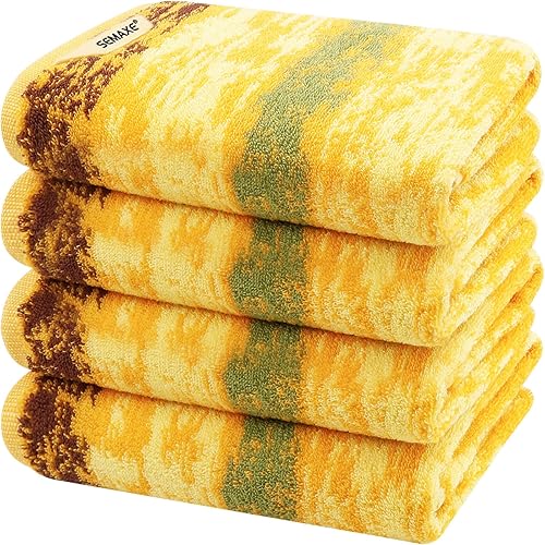 Miniatura 190 de SEMAXE Juego de 12 toallas de 100% algodón, 13 × 13 pulgadas, toallas suaves amarillas para la cara – súper absorbentes y de secado rápido, paño