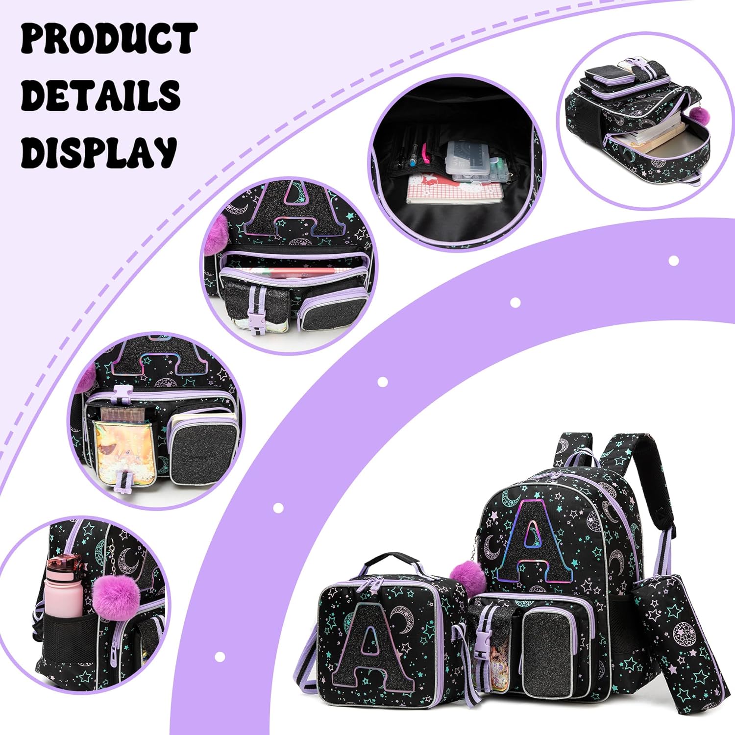 Meetbelify Backpack for Girls Backpacks for Elementary Preschool Students Kids School Cute Backpack with Lunch Box