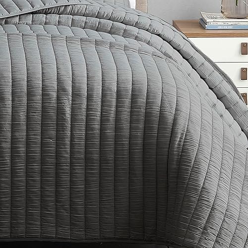 Miniatura 3 de Riverbrook Home Exclusive Quilt Collection - Juego de edredón tamaño Queen, piedra lunar, gris oscuro, juego de 3 piezas