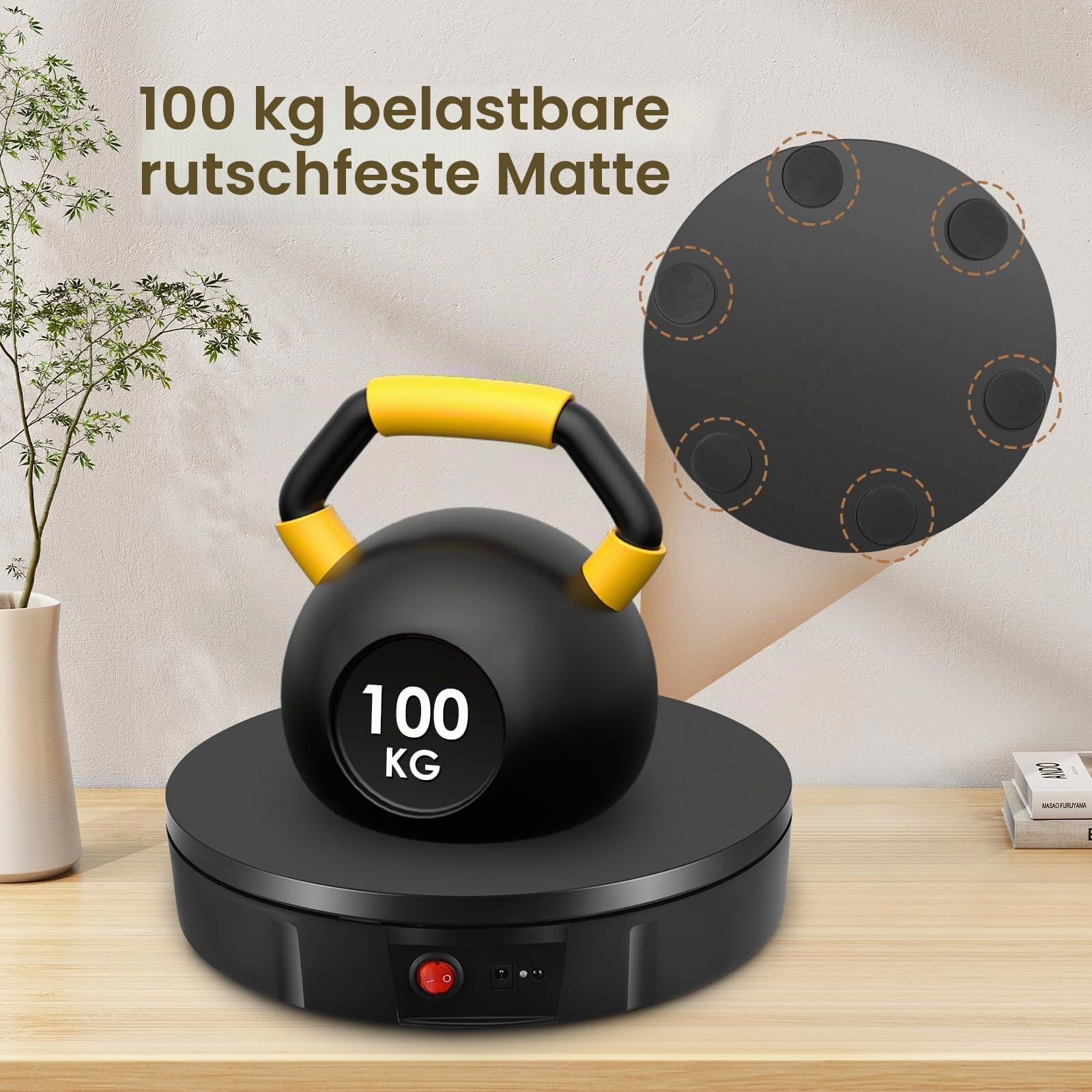Elektrischer Drehteller, 30CM 100KG Elektrischer Drehbarer, 360° Richtung und Geschwindigkeit Einstellbar Automatisch Motorisierter Drehständer zur Präsentation von Uhren(Schwarz)