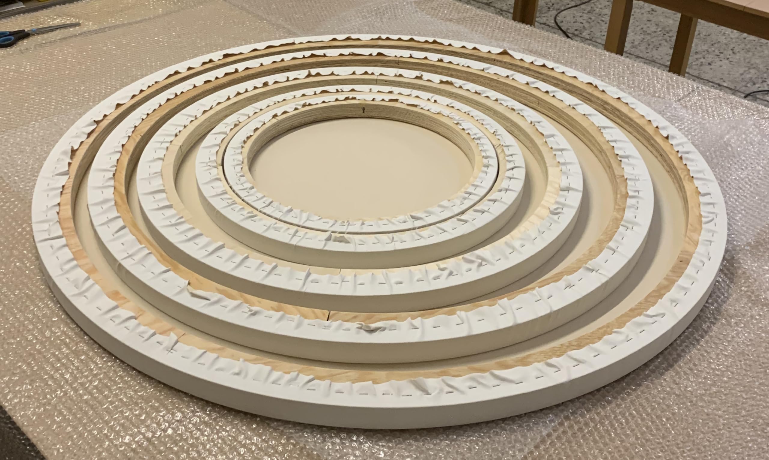 Toile ronde 100 cm en bois d'épicéa tendue avec un tissu en coton de 380 g/m² apprêté – Fabriqué en Allemagne