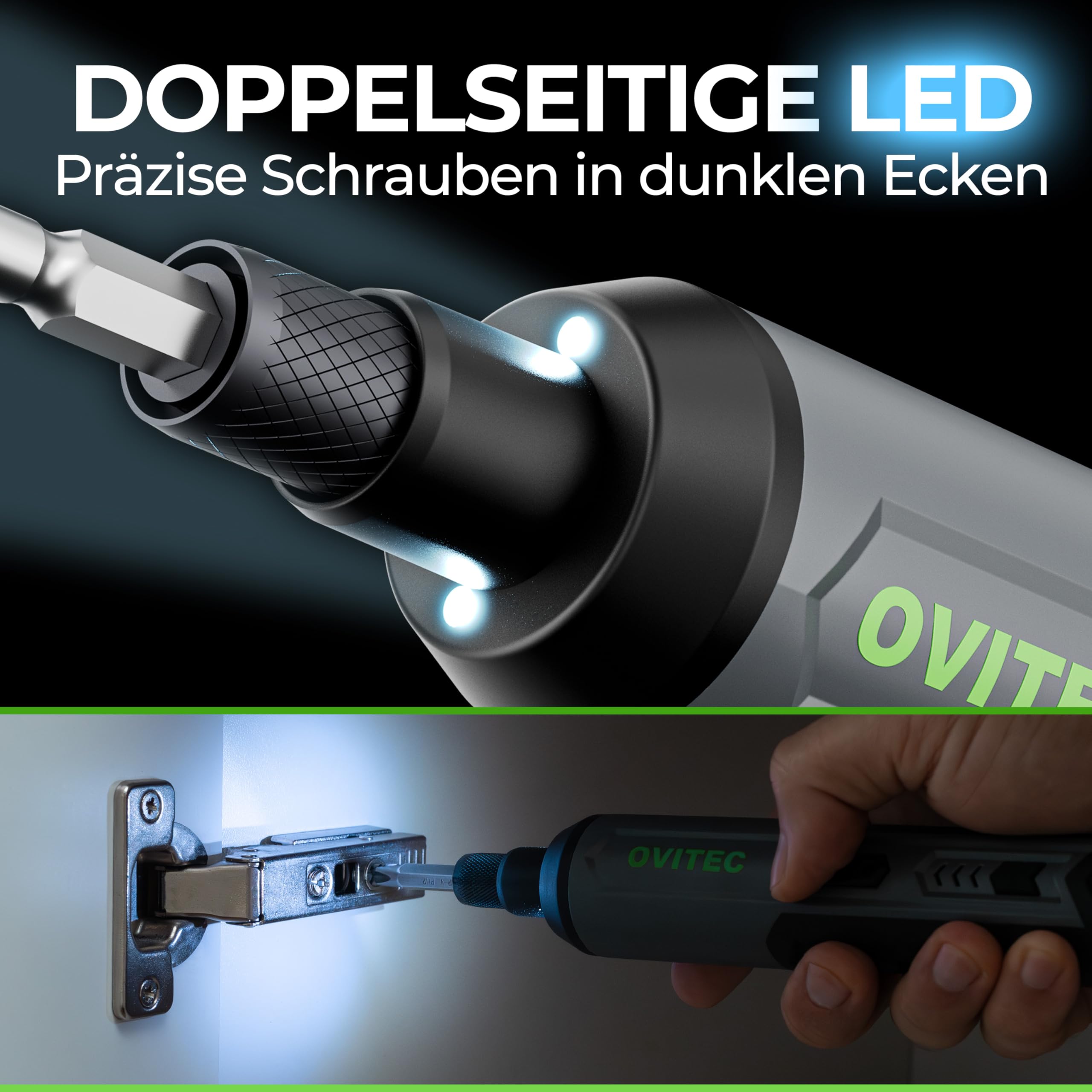 Elektrischer Schraubendreher Akkuschrauber Set | 3.7V | 2000mAh | quick release Funktion inkl. 16-teiligem Bit-Set und USB-C-Kabel