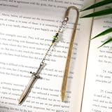 Vintage Bookmark Dagger Sword Pendant Brass Metal Hook Book Mark with Bead Chain Book Marks for Reading Women&comma; Men&comma; Book Lovers&comma; Girls&comma; Teens&comma; Teachers and Students Handmade Bookmarks