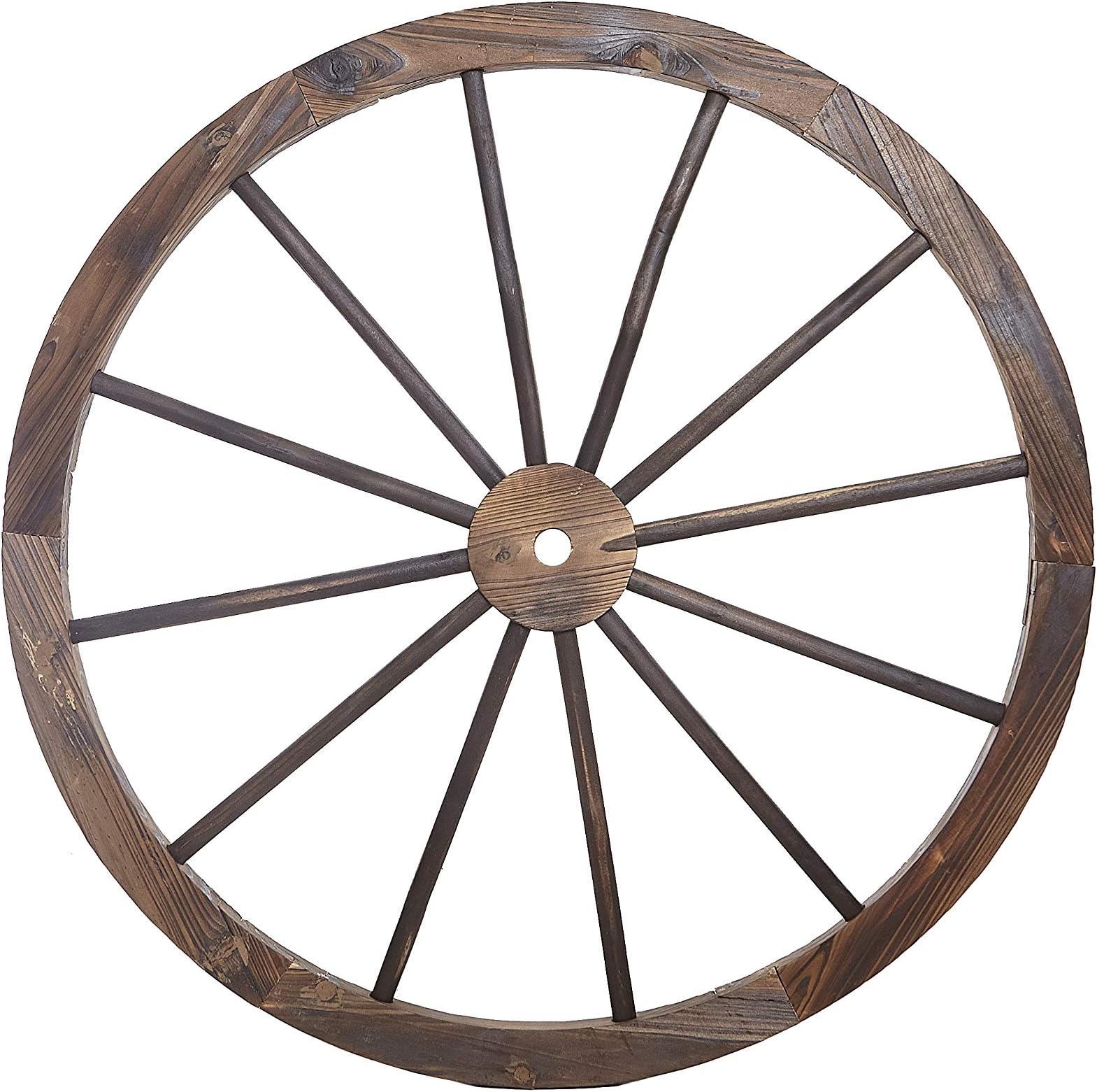 Large 90cm Diameter Ornamental Wooden Garden Cart Wagon Wheel Wood Cartwheel
