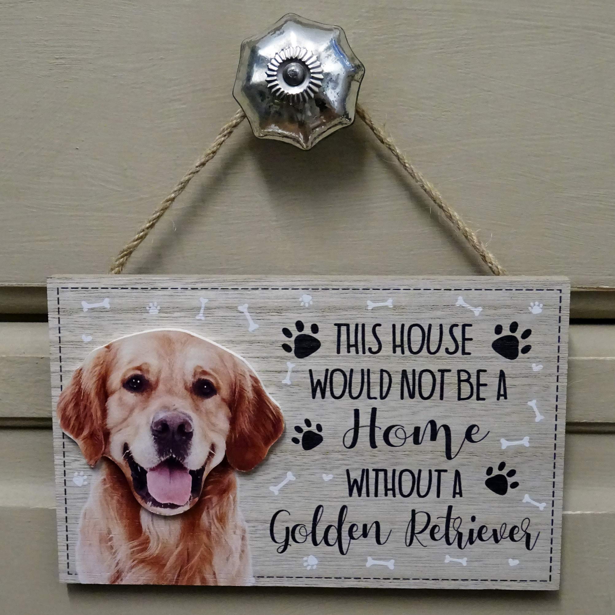 Global Designs Multi Golden Retriever Plaque Wall Sign Assorted Dog Breeds Dog Lover Gift This House Would Not Be A Home Without