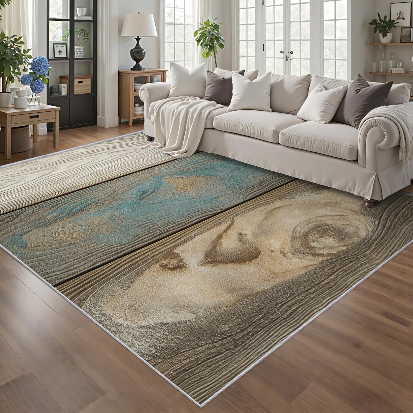 Tapis panneau en bois rustique doux de qualité pour séjour et bureau