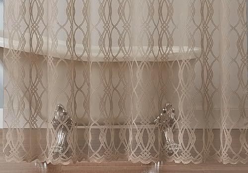 Miniatura 6 de WARM HOME DESIGNS Cortina de ducha moderna de 72 pulgadas de largo. Cortina de ducha blanca con diseño geométrico marroquí. Cortina de ducha