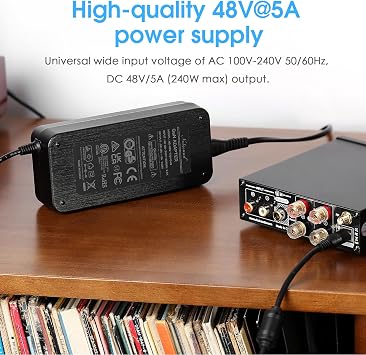 Nobsound 48V5A GaN Power Supply: High-Efficiency 240W DC Adapter for Home Amplifiers & Audiophile Audio Systems (FCC/CE/RoHS Certified)