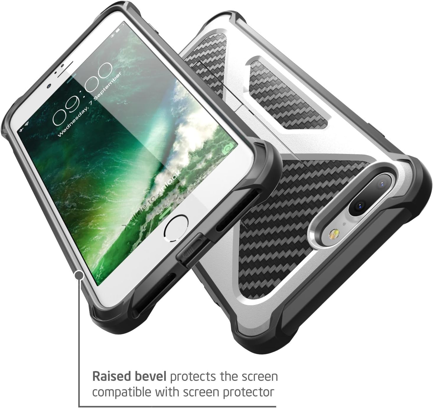 i-Blason Case for iPhone 7 Plus/ 8 Plus 2017, Transformer Kickstand Heavy Duty Dual Layer Combo Holster Cover case with Locking Belt Swivel Clip (White）