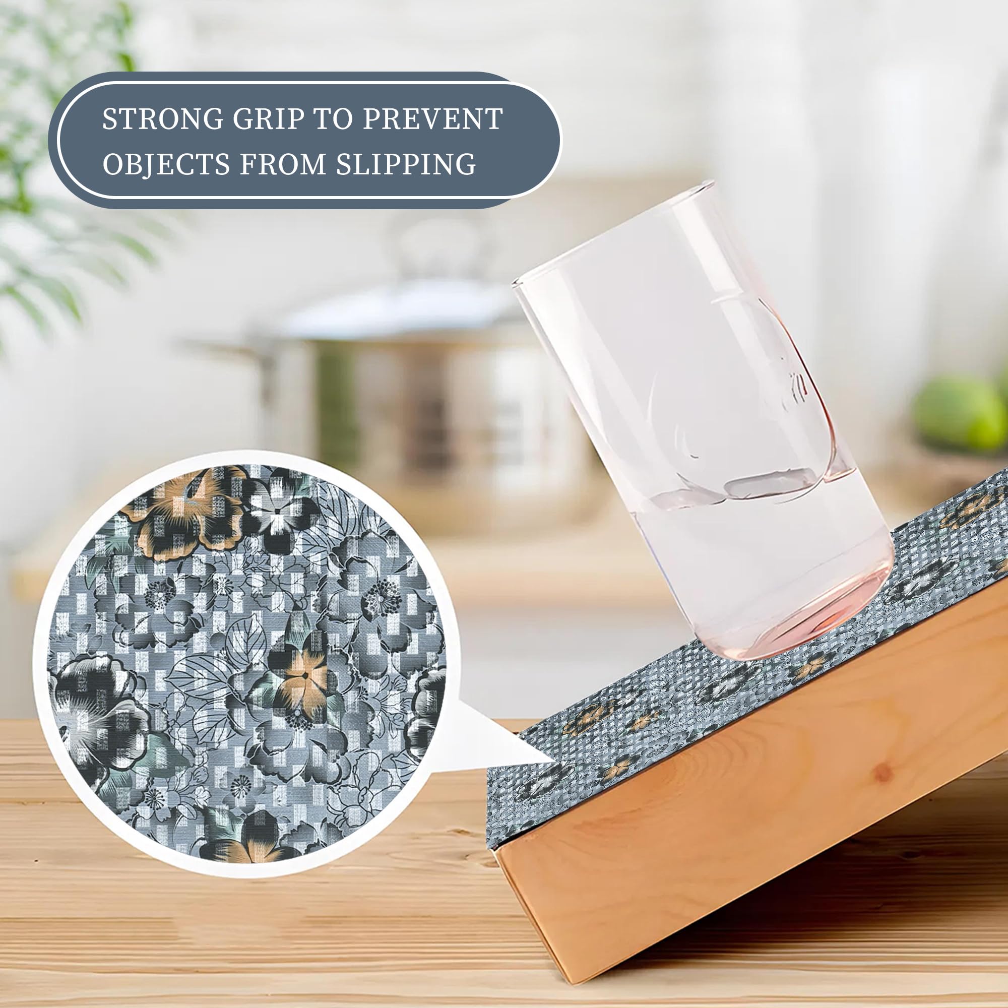 Kuber Industries Anti-Slip Shelf Liner - Floral Design -4 Kuber Industries Anti-Slip Shelf Liner - Floral Design -4