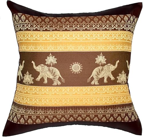 Fundas de almohada decorativas de 16 x 16 pulgadas (15.7 x 15.7 in) con estampado de elefante y sol, funda de cojín para sofá, silla, cama, cierre