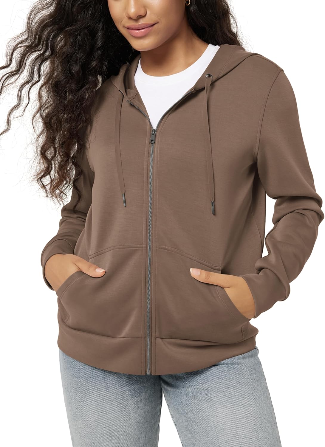 ODODOS Women's Modal Soft Full-Zip Hoodies Casual Relaxed Fall Outfit Hooded Jacket with Pockets
