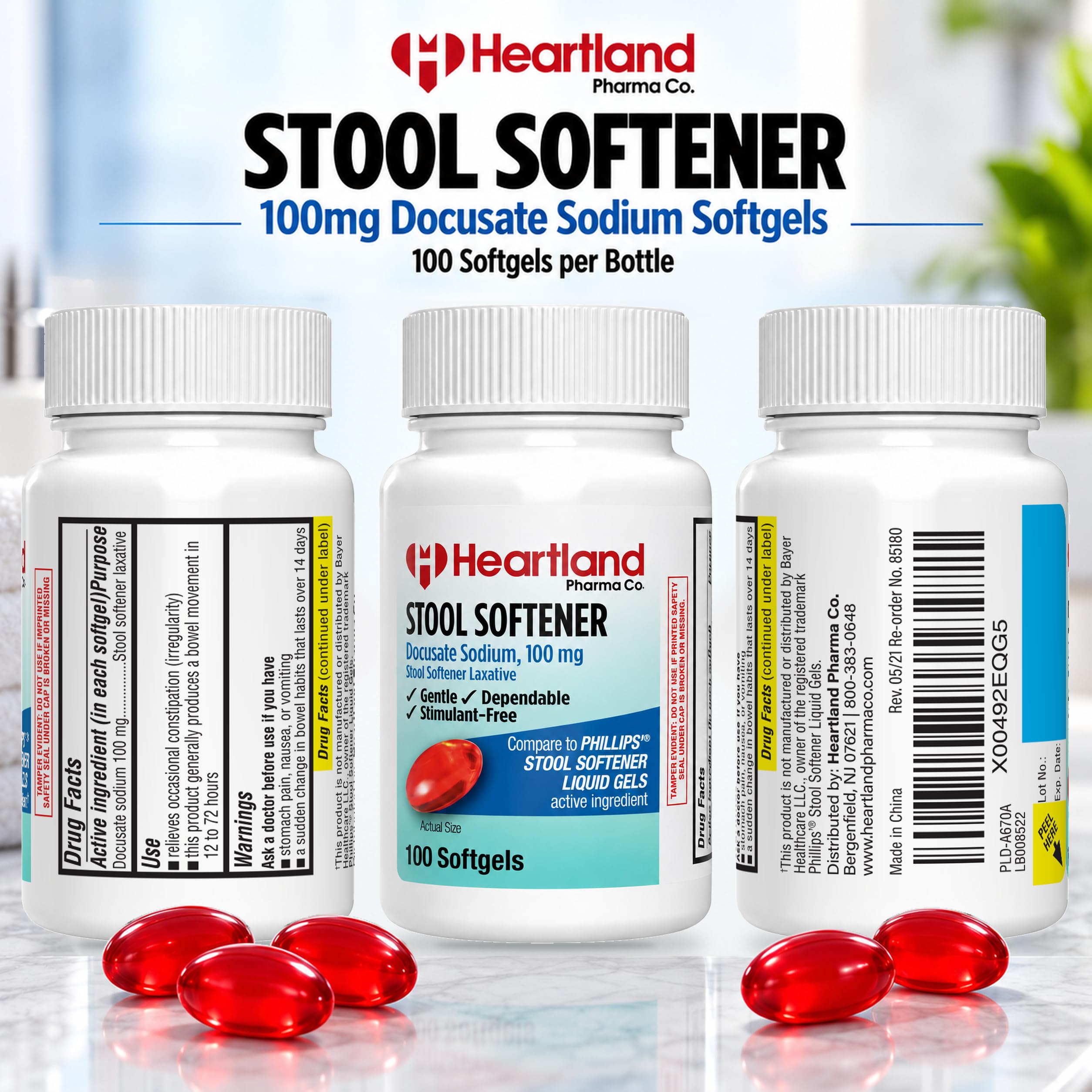 Docusate Sodium 100mg Softgels | Laxatives Stool Softener, Regular Strength | Gentle, Dependable & Stimulant-Free | 100 Count Bottle — Amazon image 5