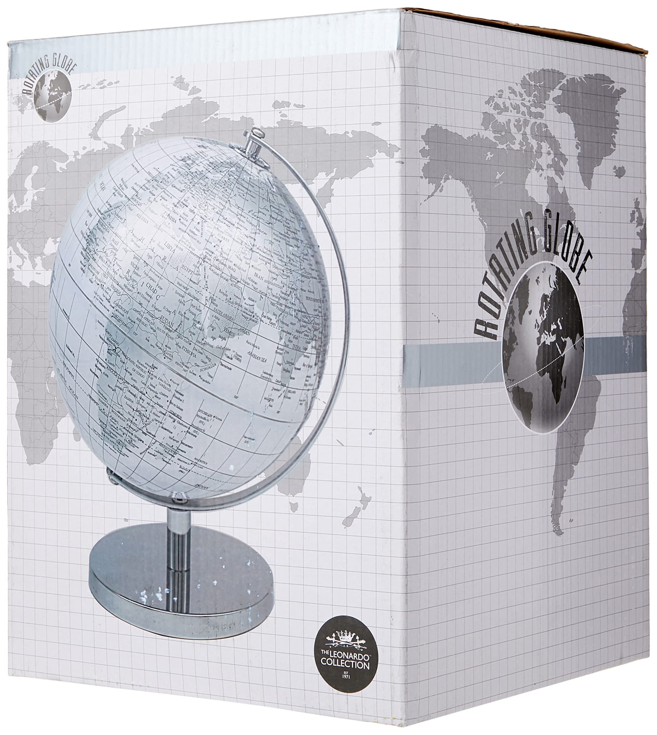 Globe Terrestre Vintage Doré Et Bleu - 34cm - Rotatif Sur Support Métal - Décoration Bureau