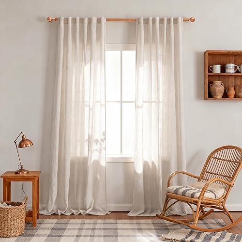 Miniatura 60 de MYSKY HOME Cortinas traslúcidas de 63 pulgadas de largo para dormitorio, paneles de cortina para ventana que filtran la luz, protegen la privacidad
