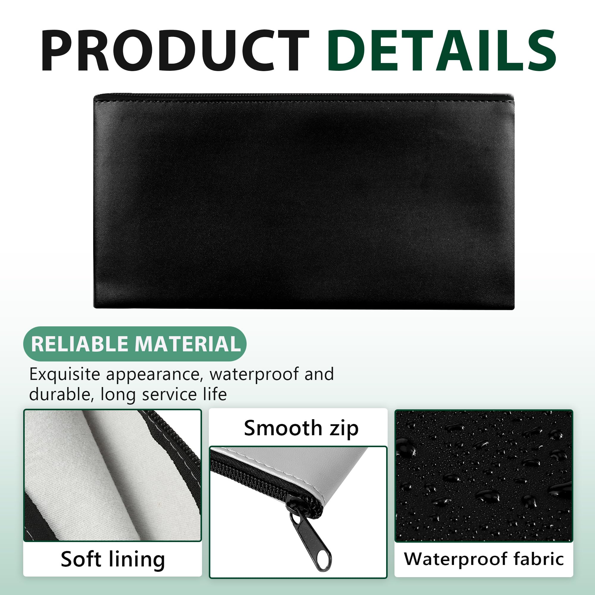 3 Bolsas de Dinero con Cremallera, A5 Bolsa de Seguridad para DepóSito Bancario, Bolsa para Dinero,Soporte para Recibos para Monedas en Efectivo, Herramienta CosméTica para Billetes, 27 x 15 cm