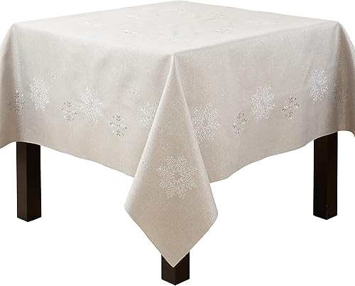 Vista 21 de Saro Lifestyle Camino de mesa bordado con diseño de copo de nieve, rojo, 16 x 120 pulgadas