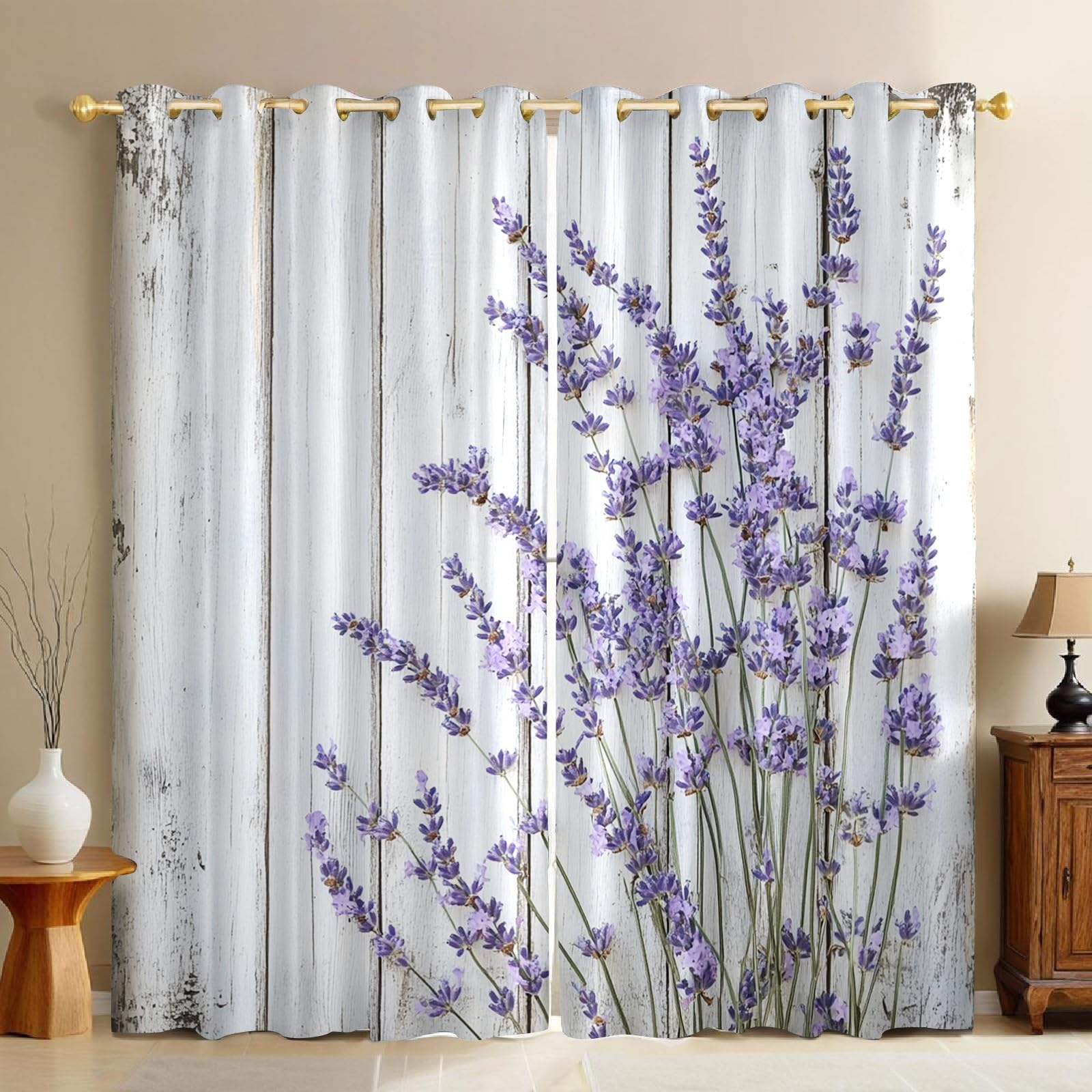 Rideaux occultants lavande haut de gamme motif grain de bois tissage lourd thermique chic