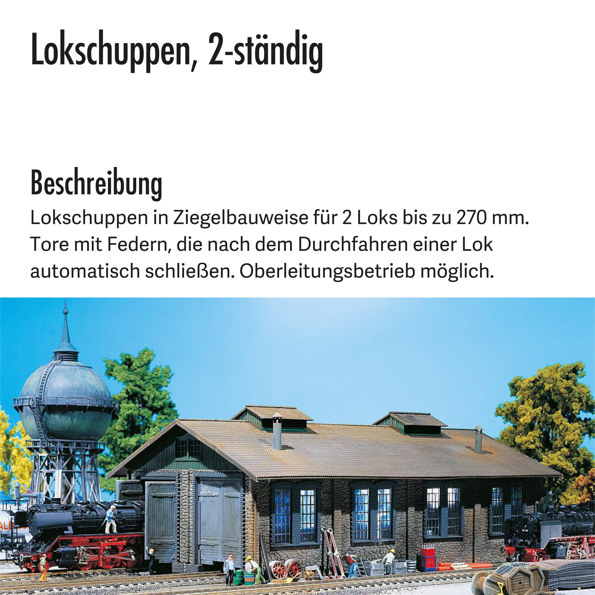 FALLER Lokschuppen 2-ständig Modellbausatz mit 126 Einzelteilen 365 x195 x130mm I Modelleisenbahn Zubehör H0 Gebäude I Modelleisenbahn H0 Lokwerkstatt, Weiß
