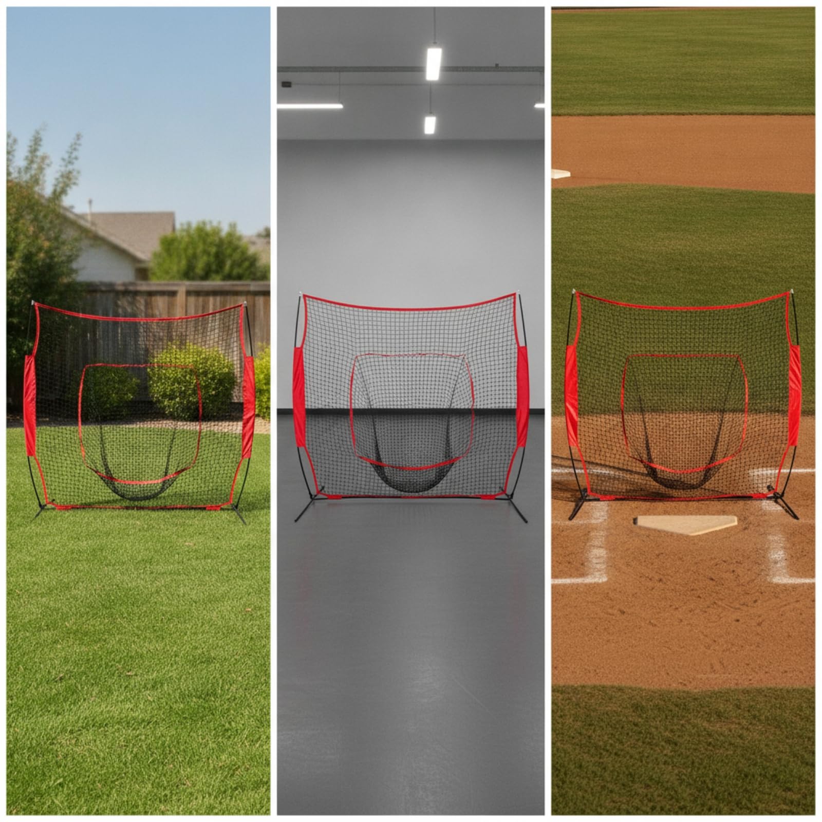 Rete da Battuta Professionale | stabilizzante, Rete da Baseball con Bersaglio, Resistente, per Giardino, Lanciatori