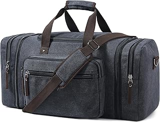 Canvas Expandable Duffle Bag for Men Traveling, Luggage Travel Bag Weekender Overnight Bag,Mens Gym Carry on Duffel Bags