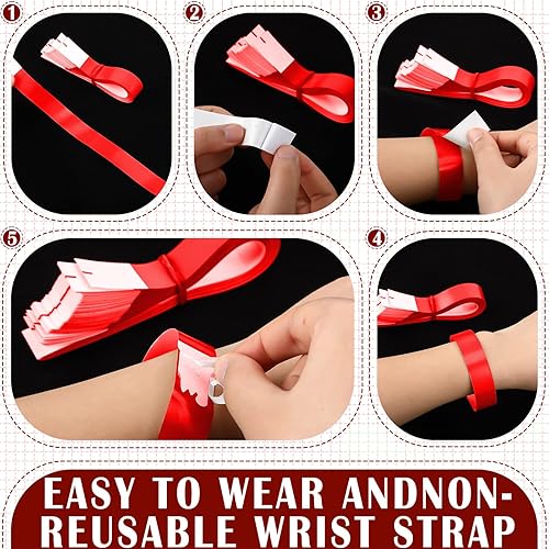 Vista 23 de Tudomro Paquete de 2400 pulseras de papel neón a granel, impermeables, ligeras, adhesivas, conciertos, eventos, fiestas para identificación de mano