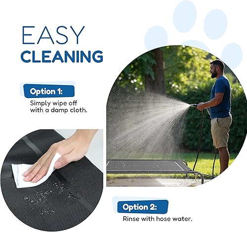 Miniatura 5 de FluffyDream Cama elevada refrescante para perro, cuna ligera elevada para perro, patas antideslizantes para uso en exteriores, portátil, duradera,