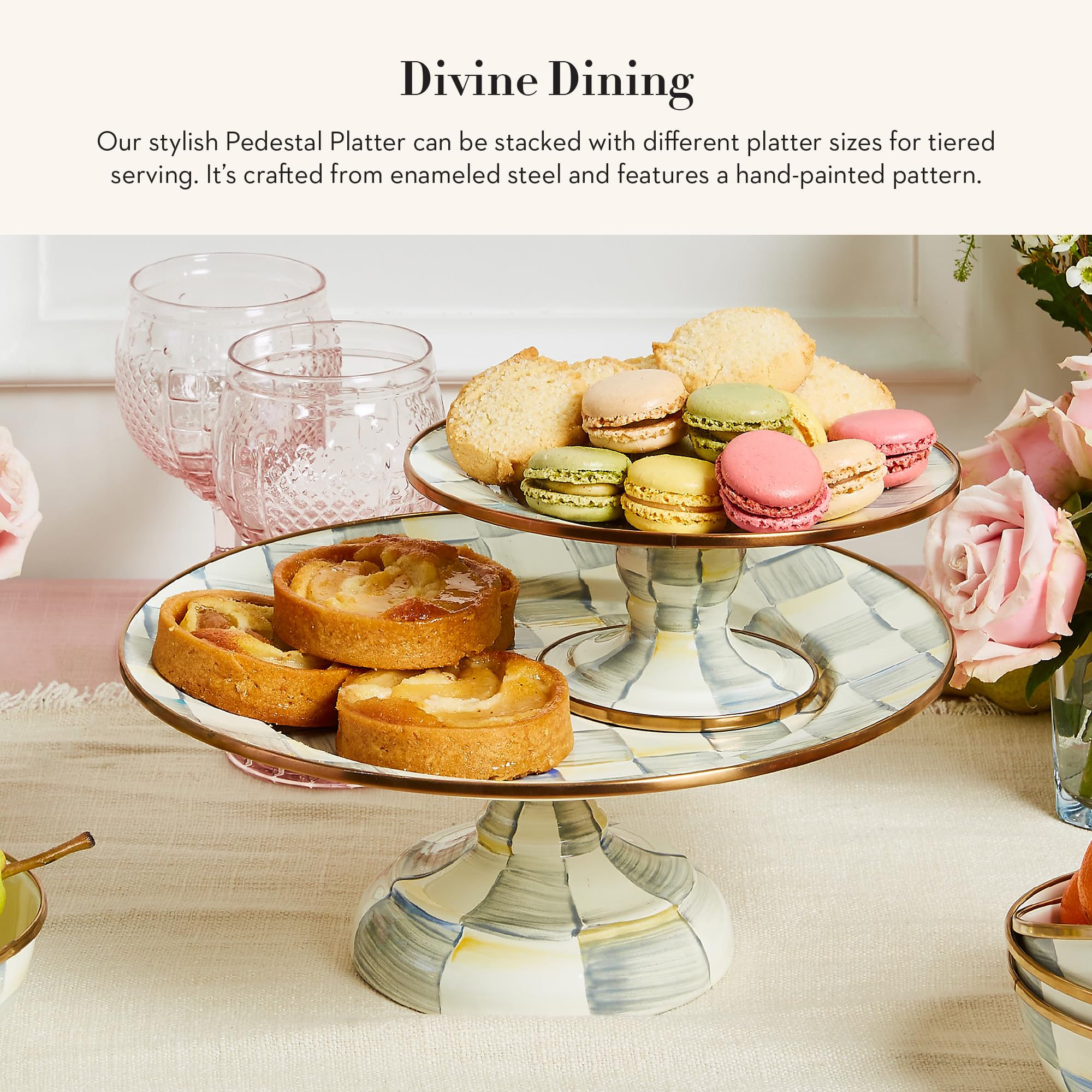 Amazon.com: MACKENZIE-CHILDS Enamel Pedestal Platter, Round Cake