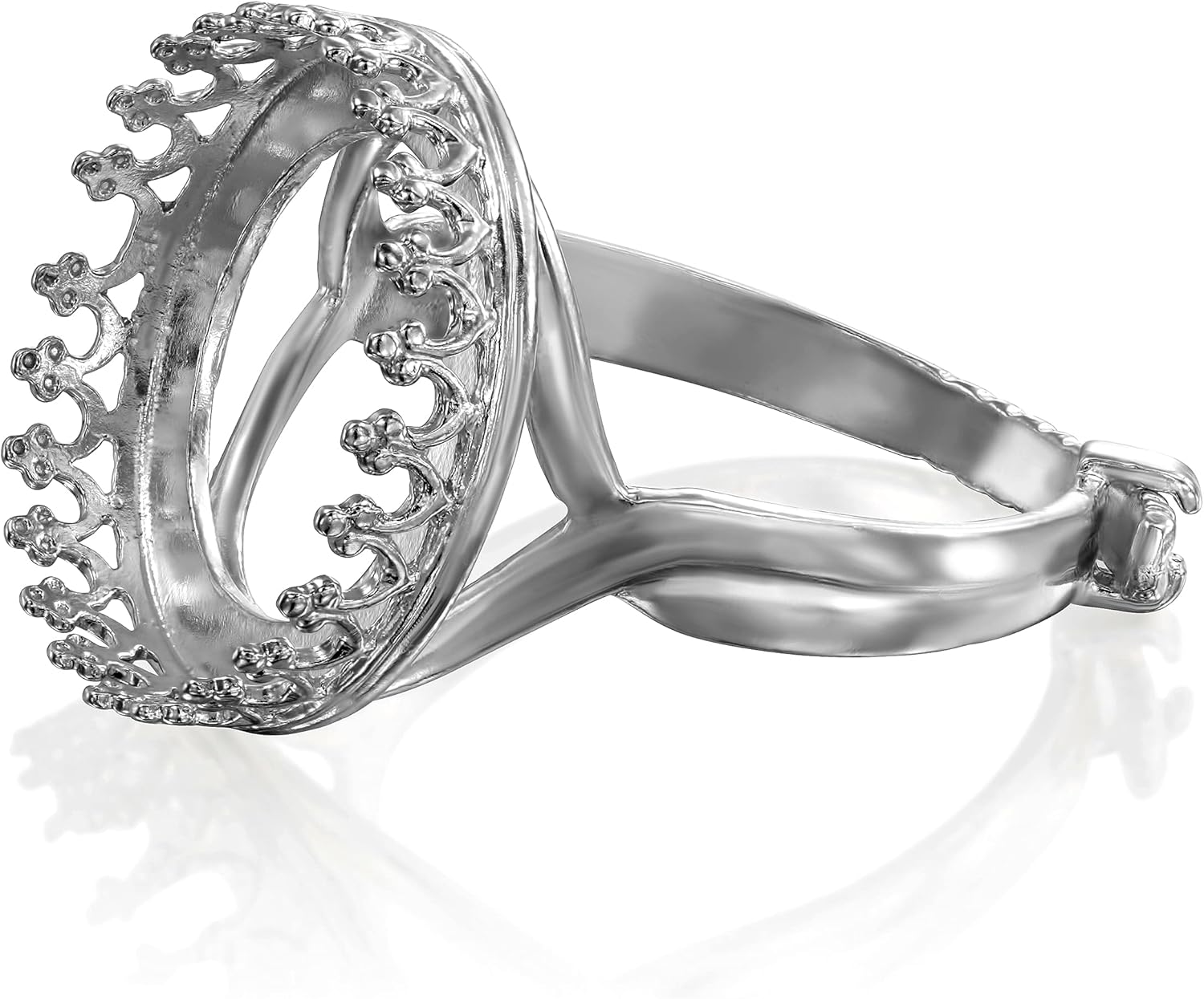 Stera Jewelry 925 Sterling Silver Adjustable Ring Blank with 10-16mm Round Bezel