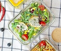 Vista 5 de M MCIRCO Paquete de 10 recipientes de vidrio para almacenamiento de alimentos con tapas, loncheras bento herméticas para el almuerzo, recipientes